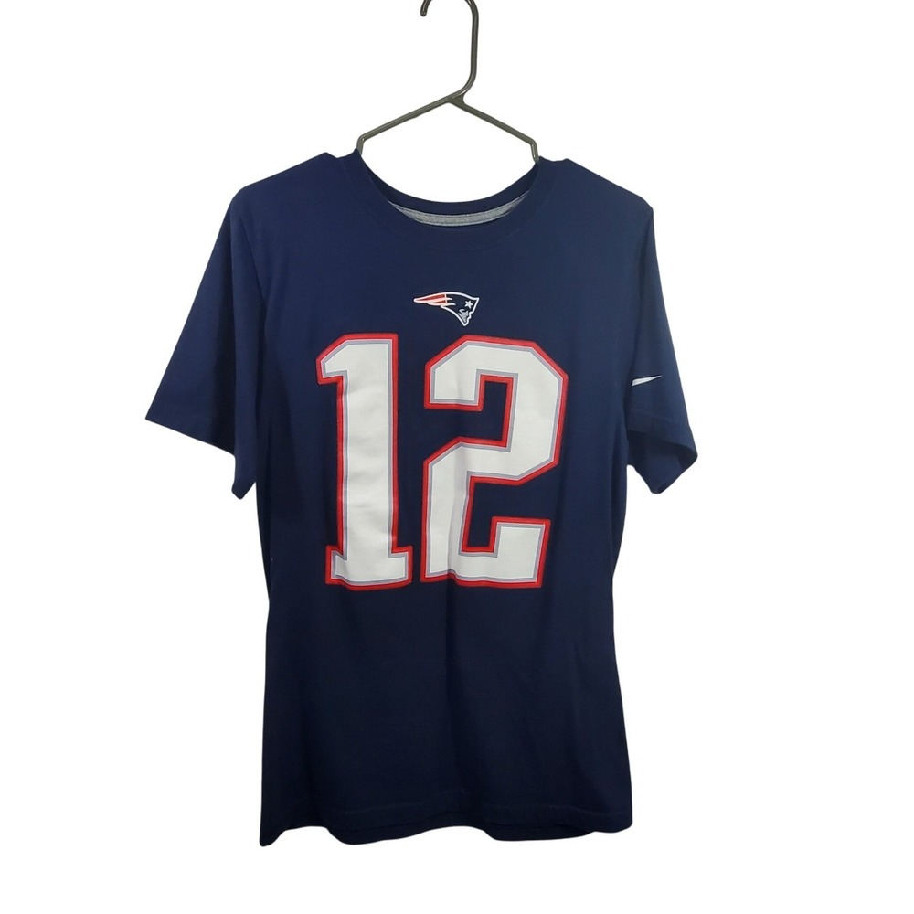 Nike Tom Brady 12 New England Patriots NFL T Shirt Mens Size S
